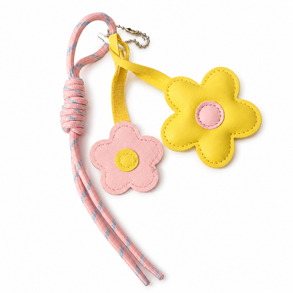 Pink &amp; Yellow Flower Bag Charm