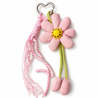 Pink Daisy Flower Bag Charm