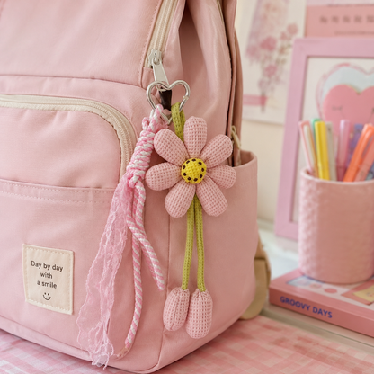 Pink Daisy Flower Bag Charm