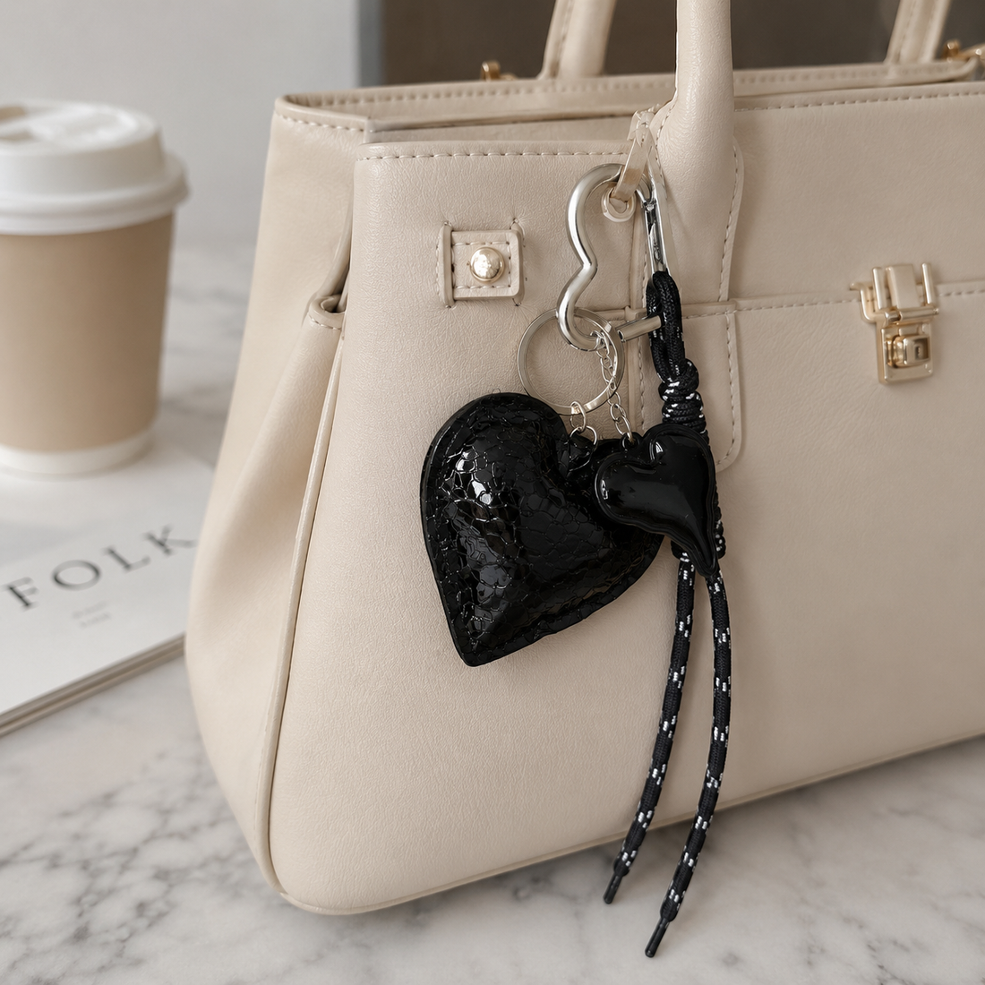 Black Heart Bag Charm
