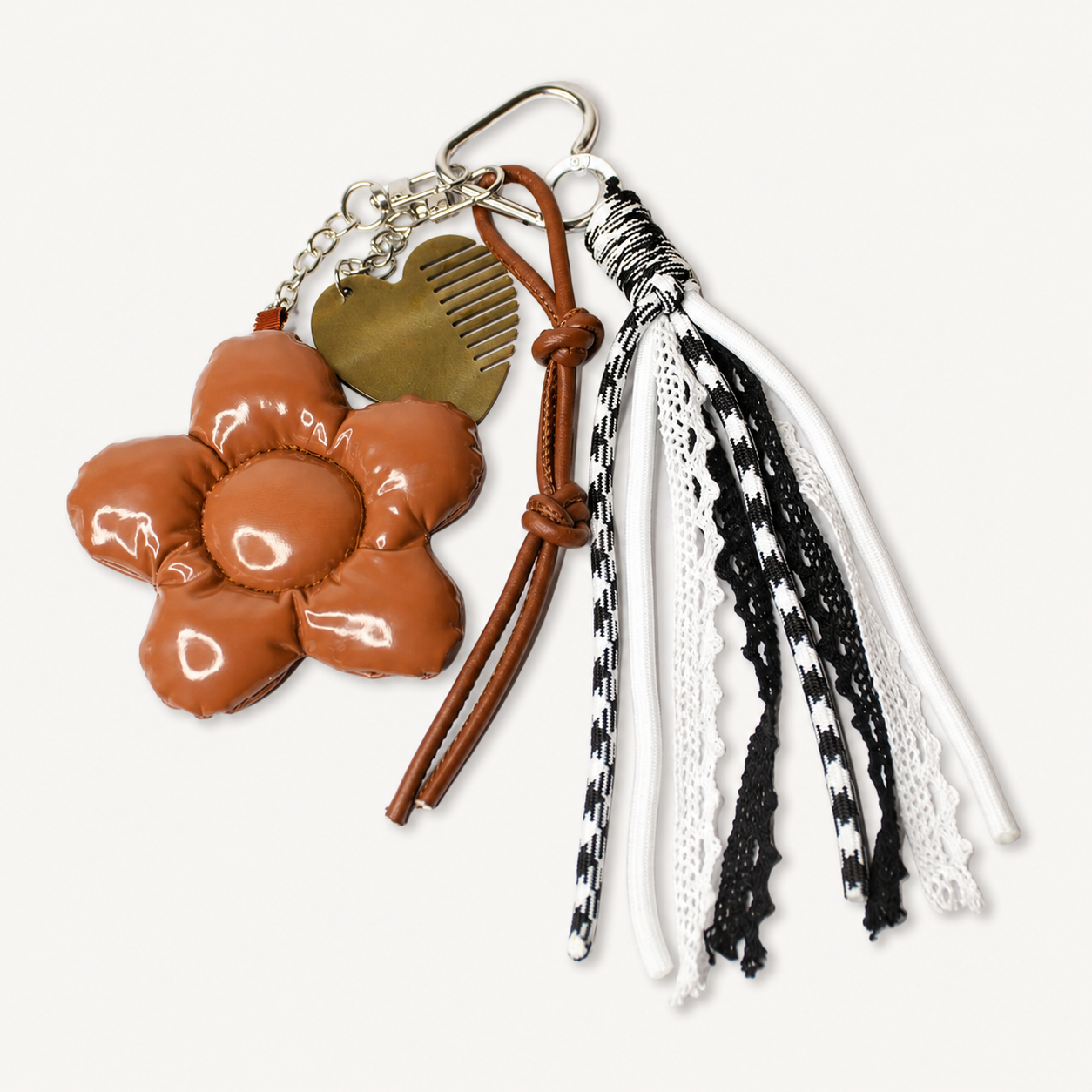 Brown Flower Bag Charm