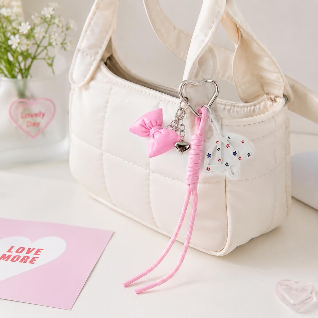 Pink Bow Bag Charm