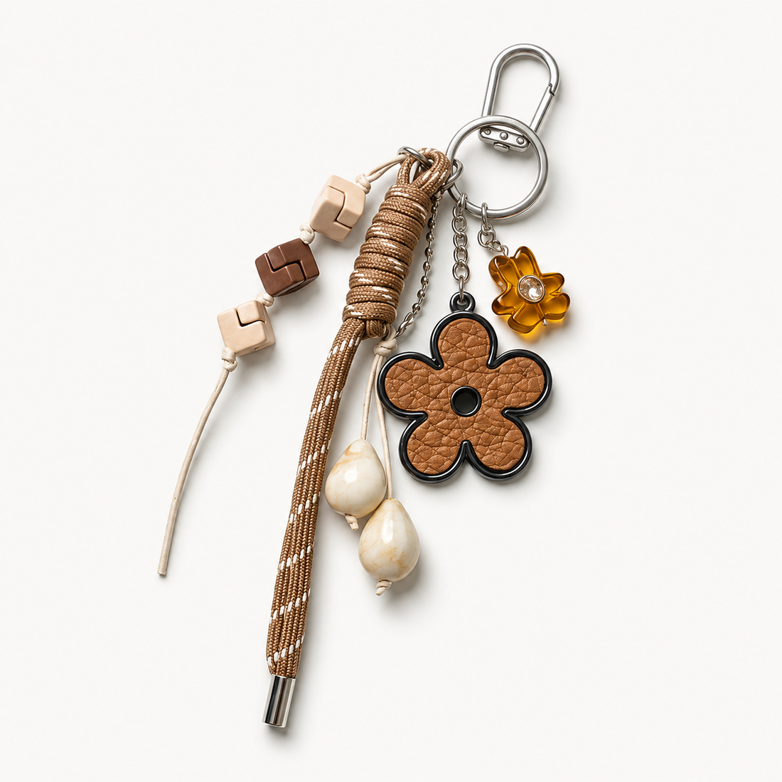 Brown Floral Bag Charm