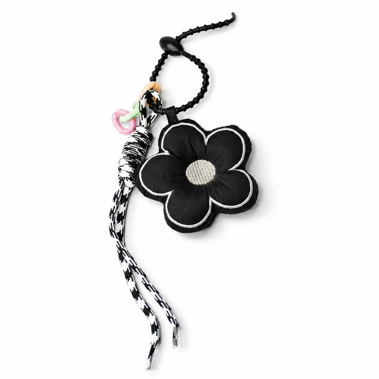 Black Flower Bag Charm
