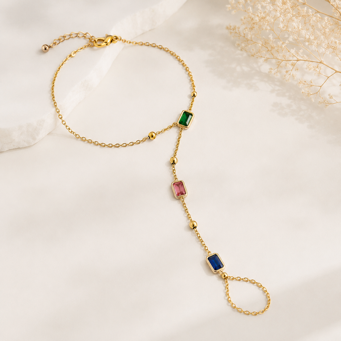 Colorful Gemstone Hand Chain