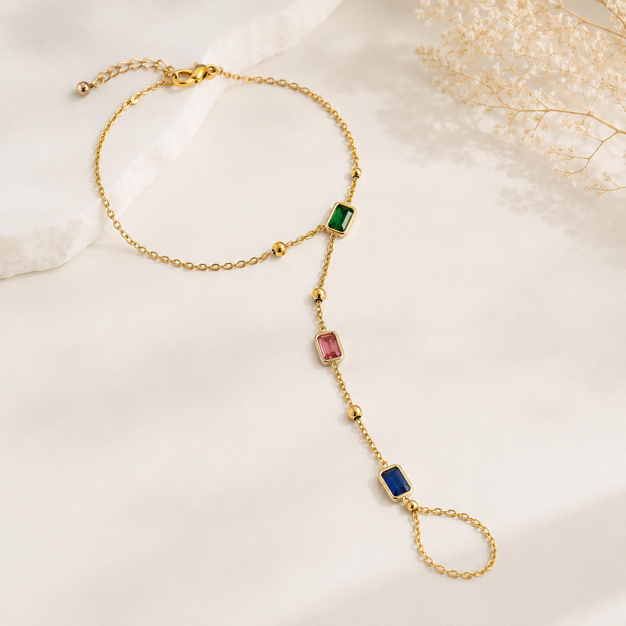 Colorful Gemstone Hand Chain