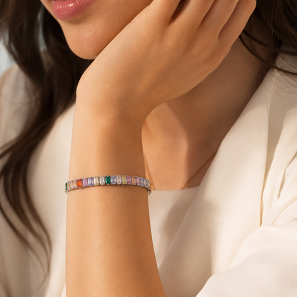 Multicolor Crystal Silver Bracelet