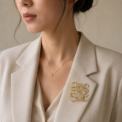 Gold Anagram-Inspired Brooch