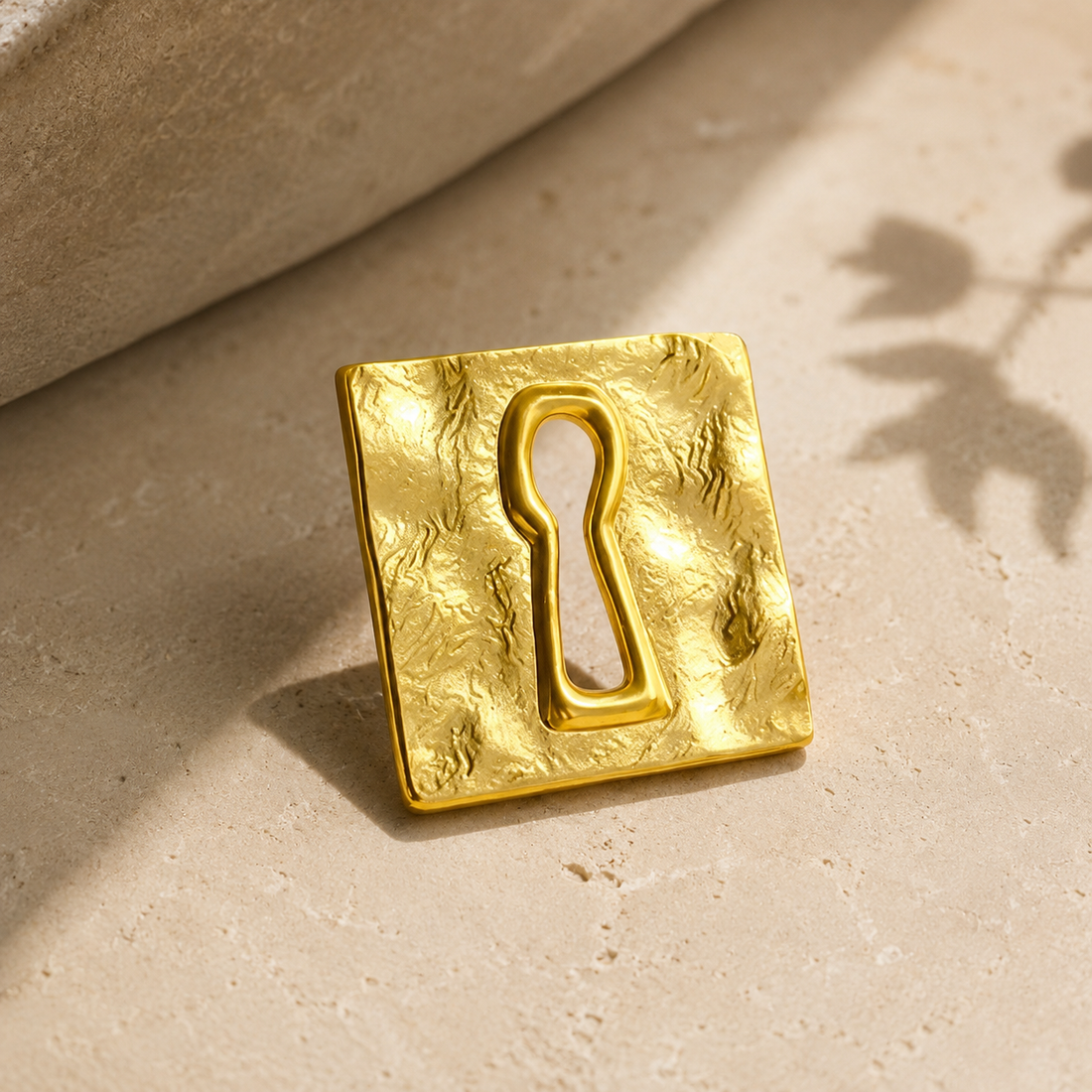 Gold Keyhole Brooch