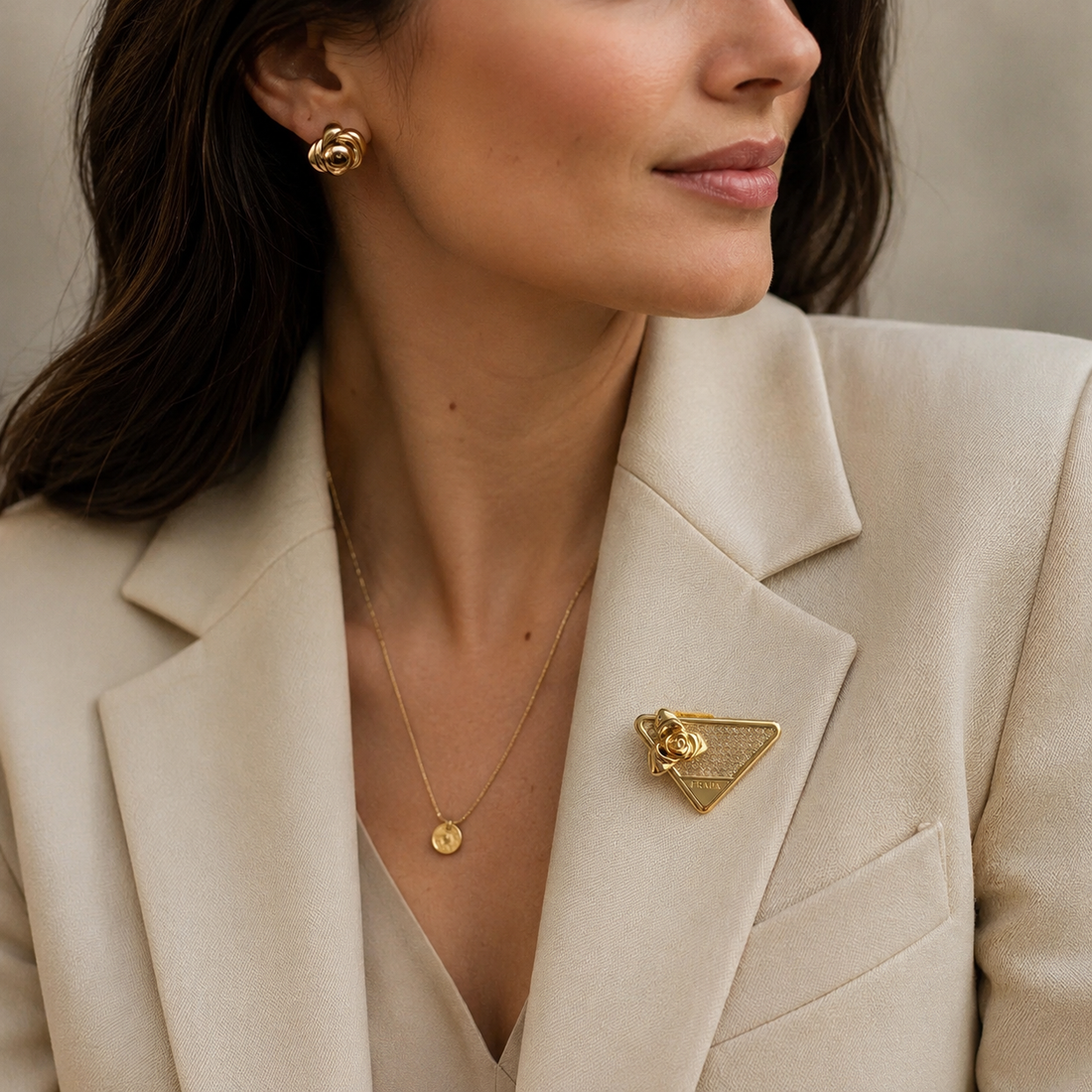 Triangle Rose Gold Brooch