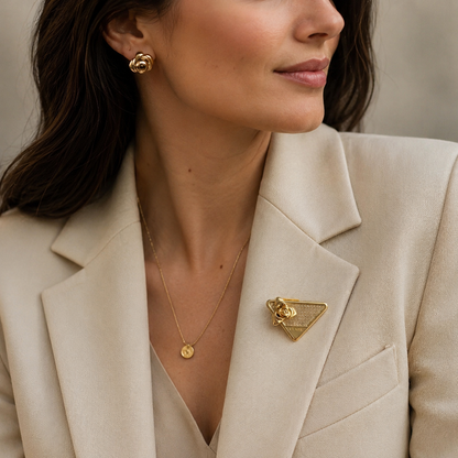 Triangle Rose Gold Brooch