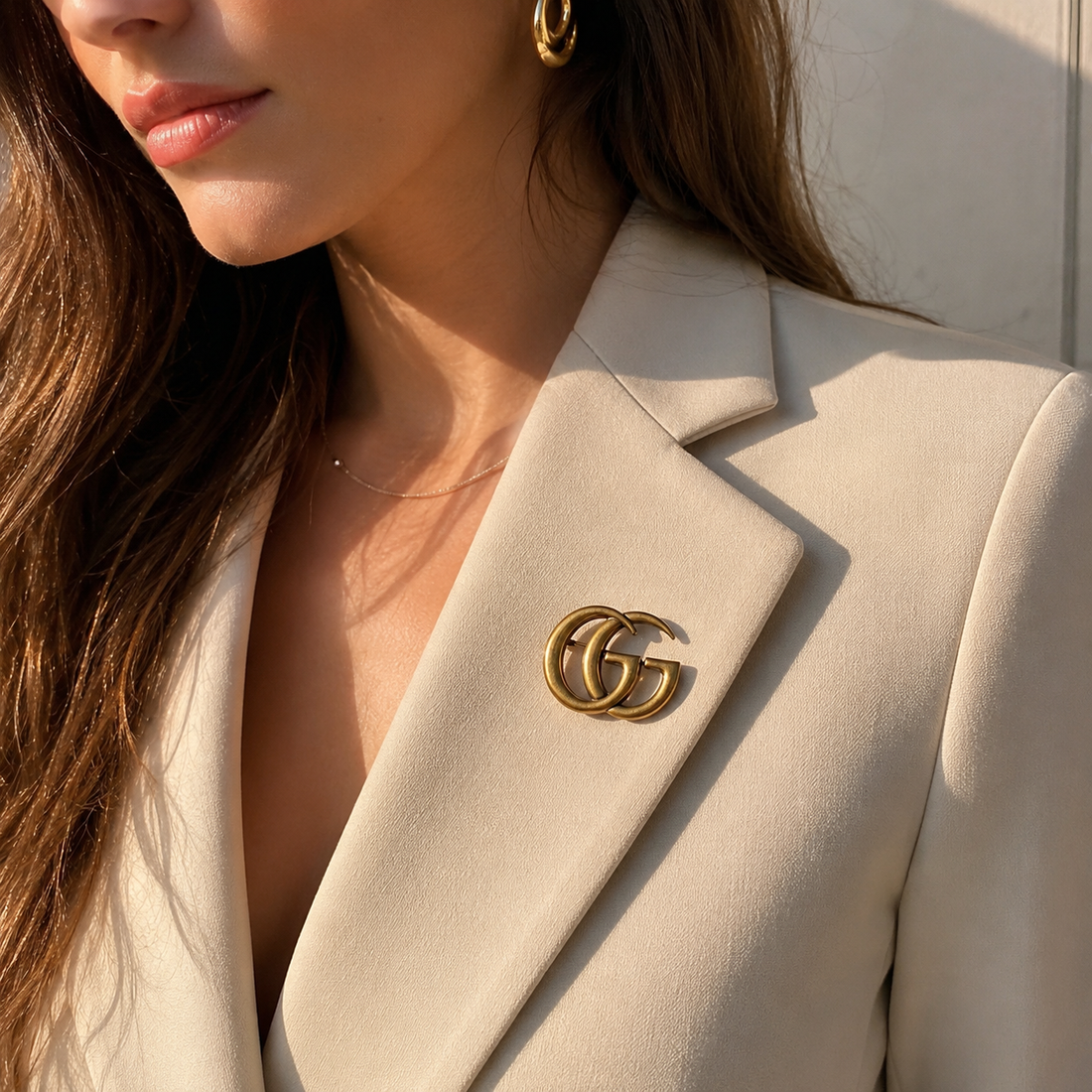 Gold Double-G Style Brooch