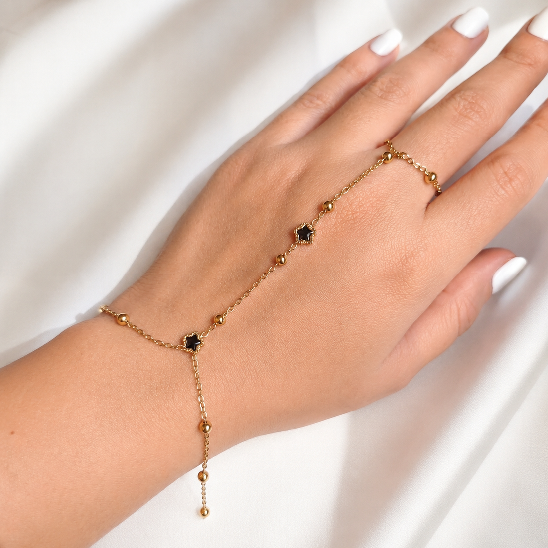 Gold Star Hand Chain Bracelet