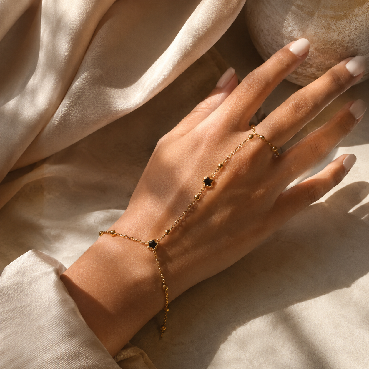 Gold Star Hand Chain Bracelet