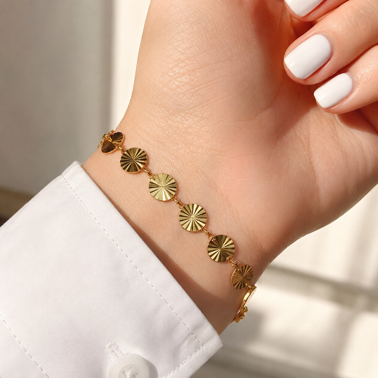 Gold Circle Disc Bracelet