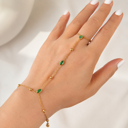 Emerald Green Hand Chain Bracelet