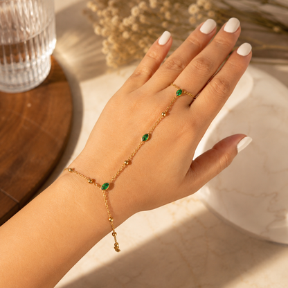 Emerald Green Hand Chain Bracelet