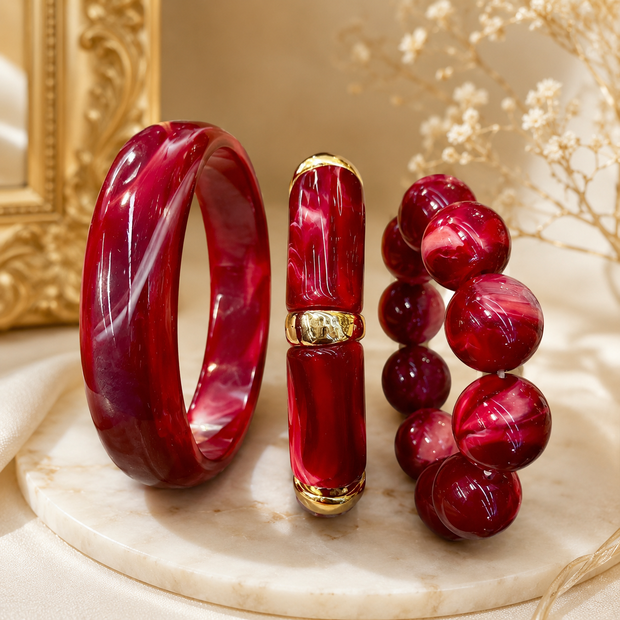 Marbled Red Chunky Bangle