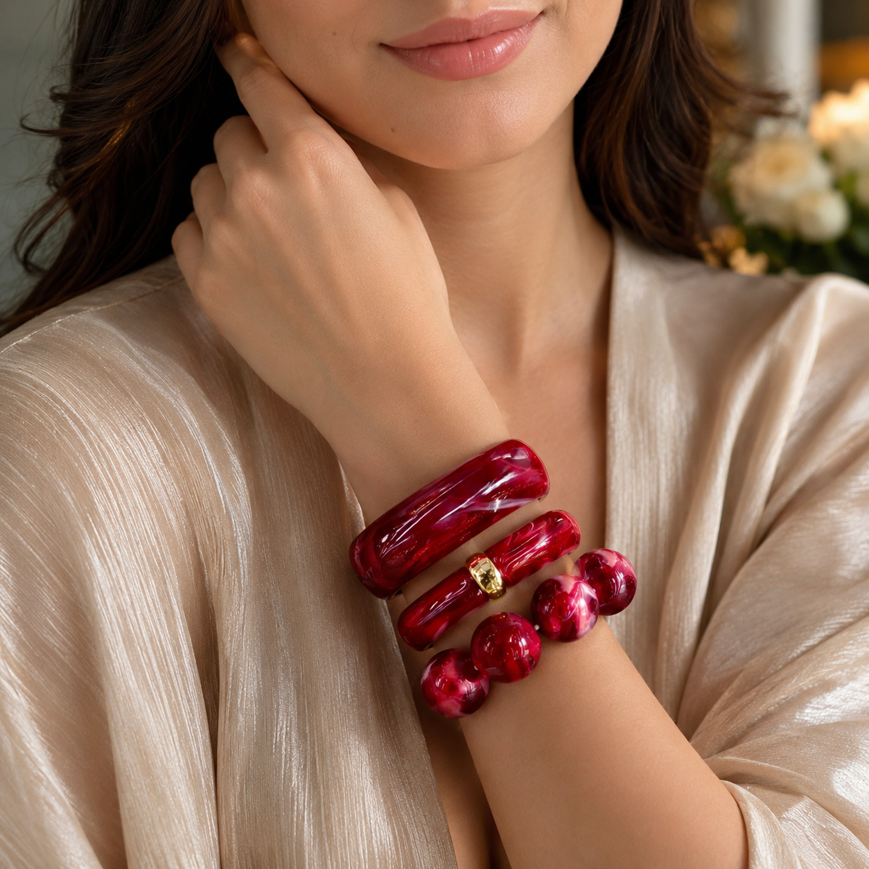 Marbled Red Chunky Bangle