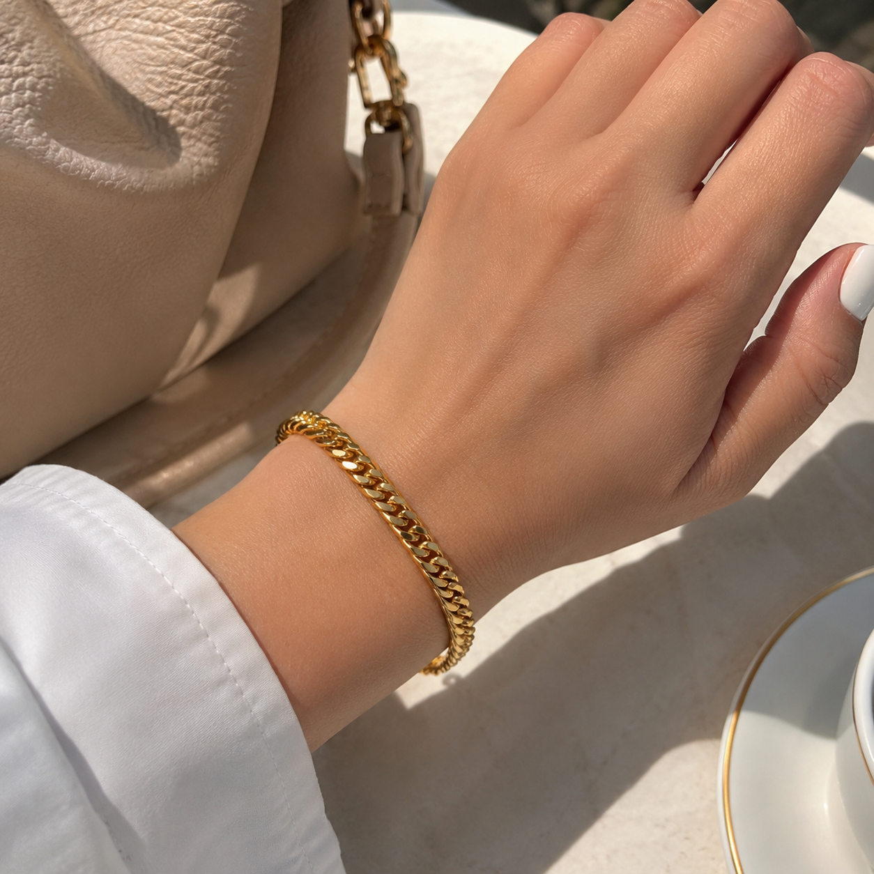 Gold Curb Chain Bracelet