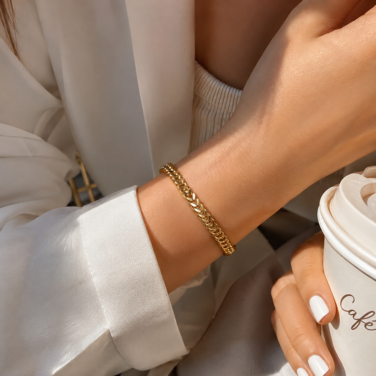 Gold Curb Chain Bracelet