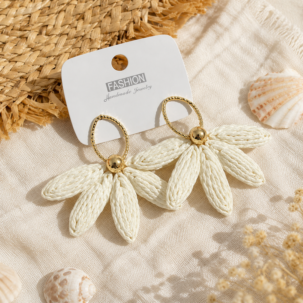 Woven Flower Statement Earrings