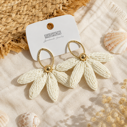 Woven Flower Statement Earrings