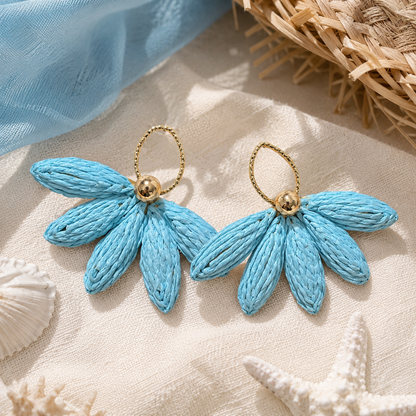 Woven Flower Statement Earrings