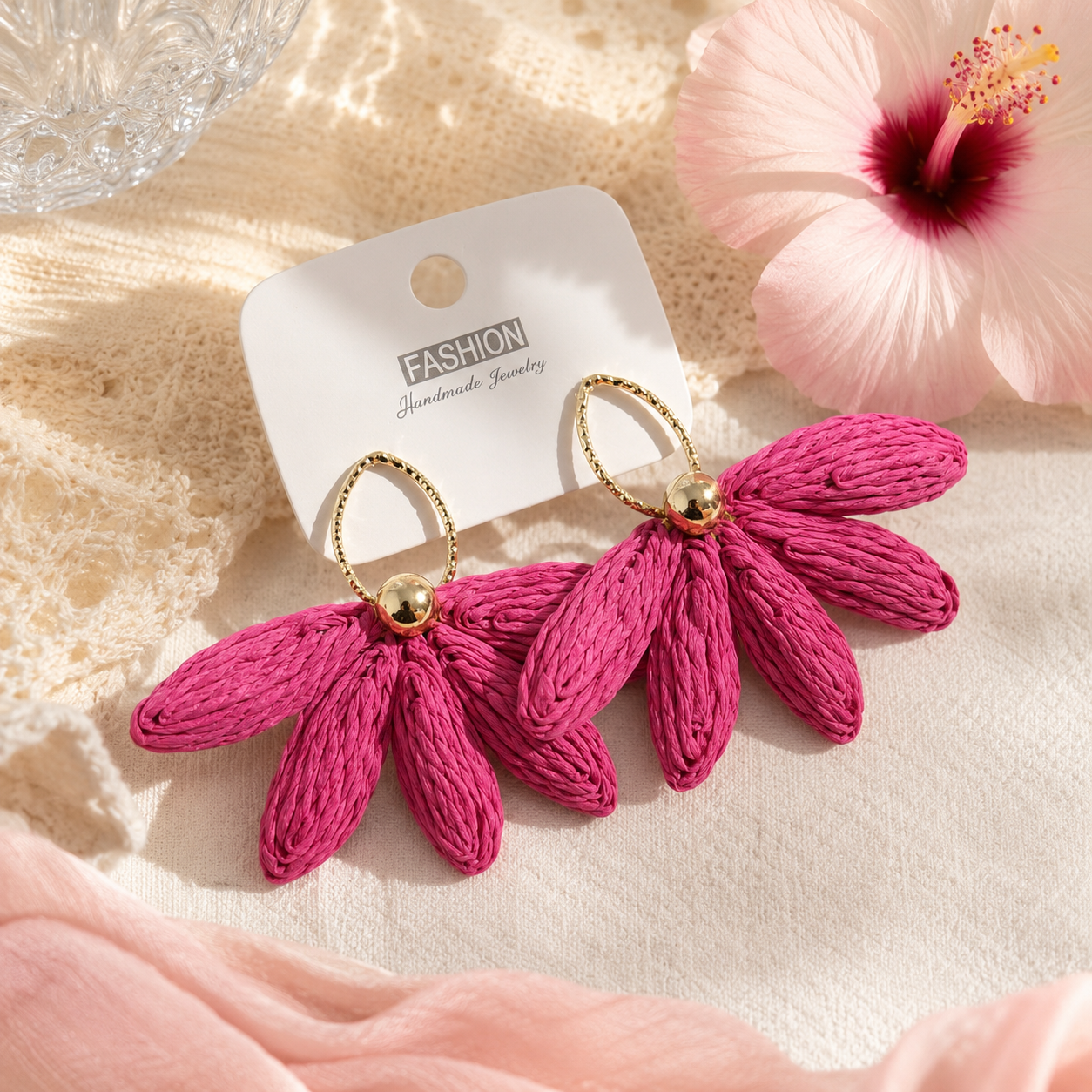 Woven Flower Statement Earrings