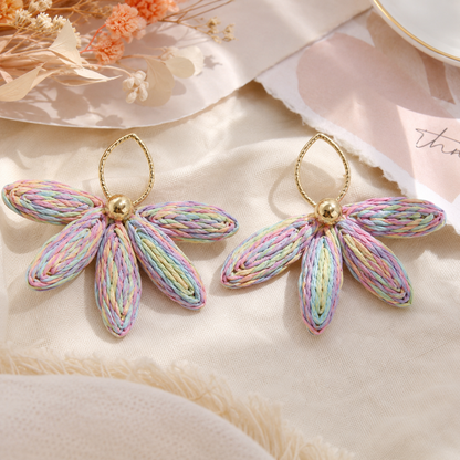 Woven Flower Statement Earrings