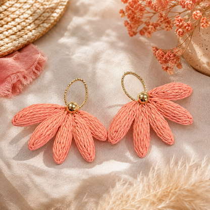 Woven Flower Statement Earrings