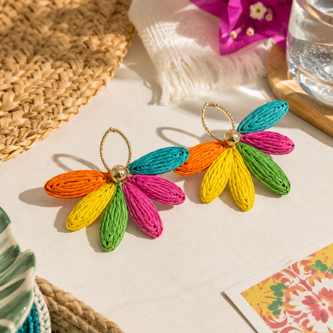 Woven Flower Statement Earrings