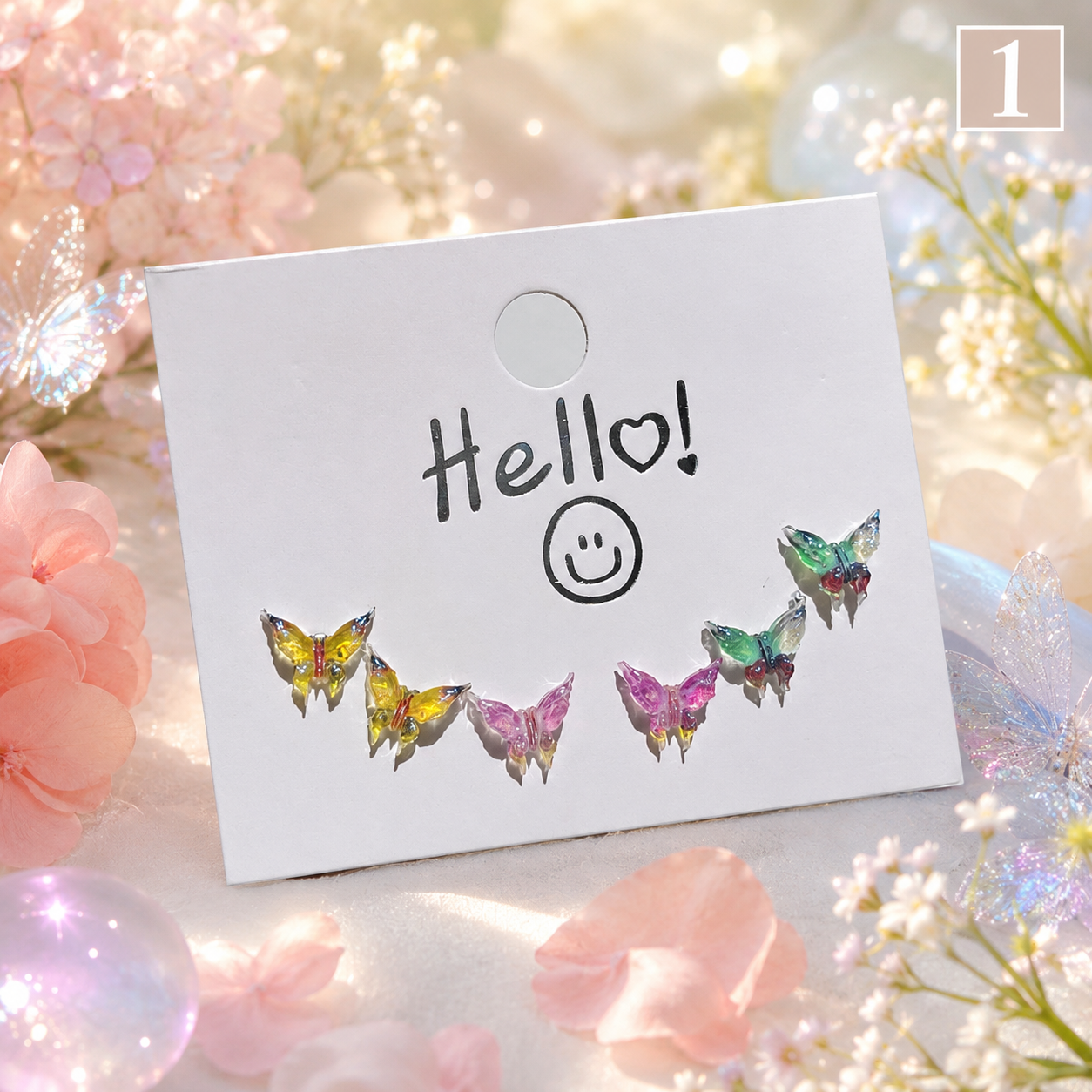 Kids Colorful Butterfly Earrings Set