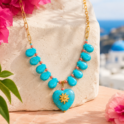 Royal Turquoise Heart Necklace