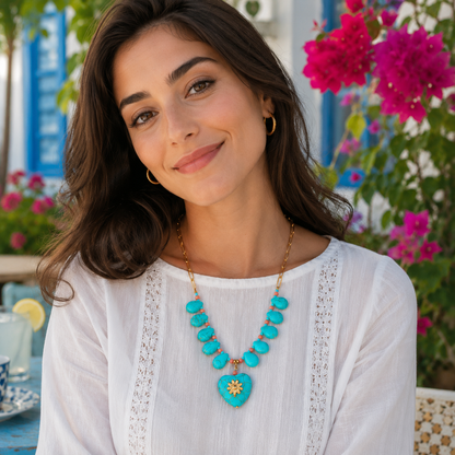 Royal Turquoise Heart Necklace