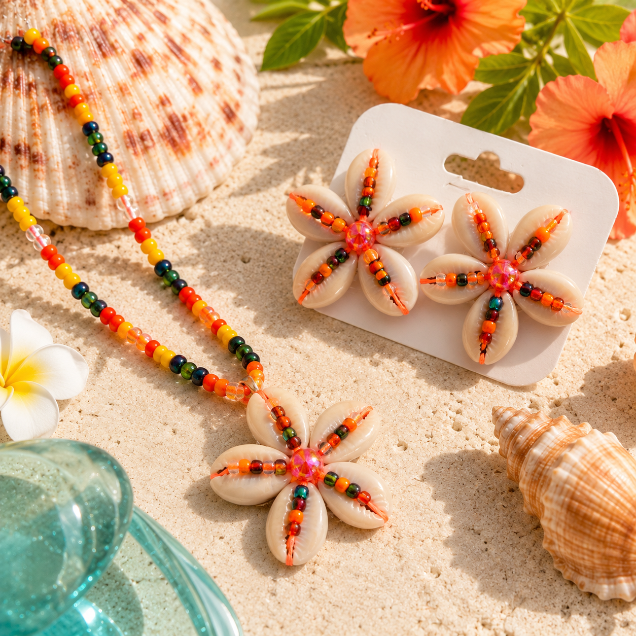 Seashell Flower Jewelry Set