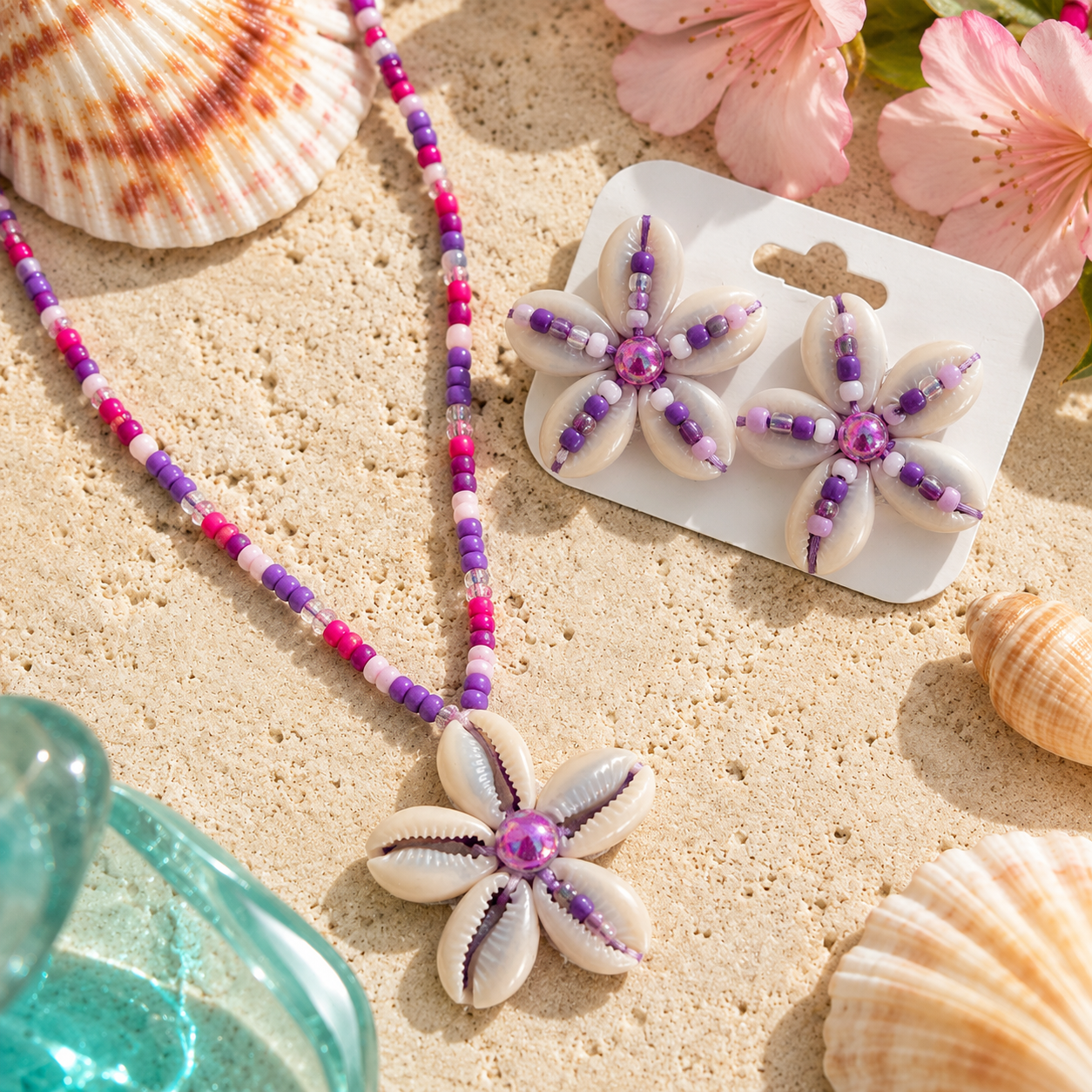 Seashell Flower Jewelry Set