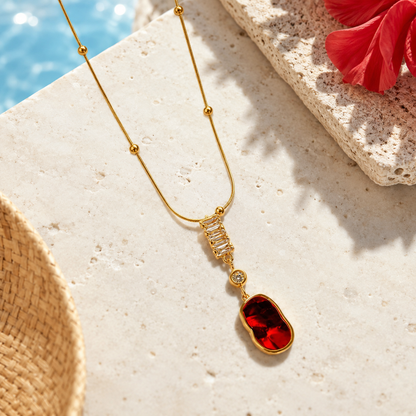 Red Resin Stone Necklace
