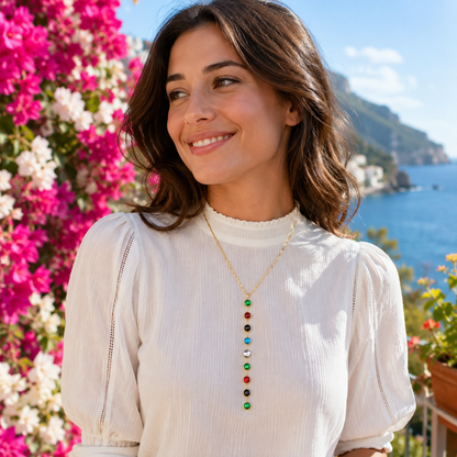 Multicolor Circle Drop Necklace
