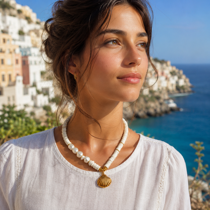 Natural Shell &amp; Beaded Choker