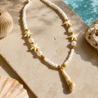 Natural Shell &amp; Beaded Choker