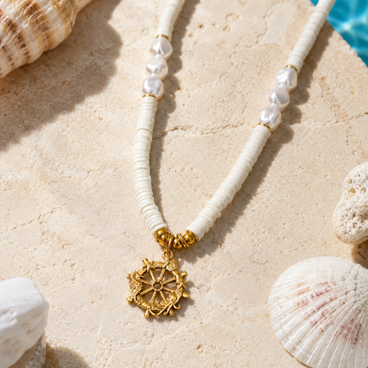 Natural Shell &amp; Beaded Choker