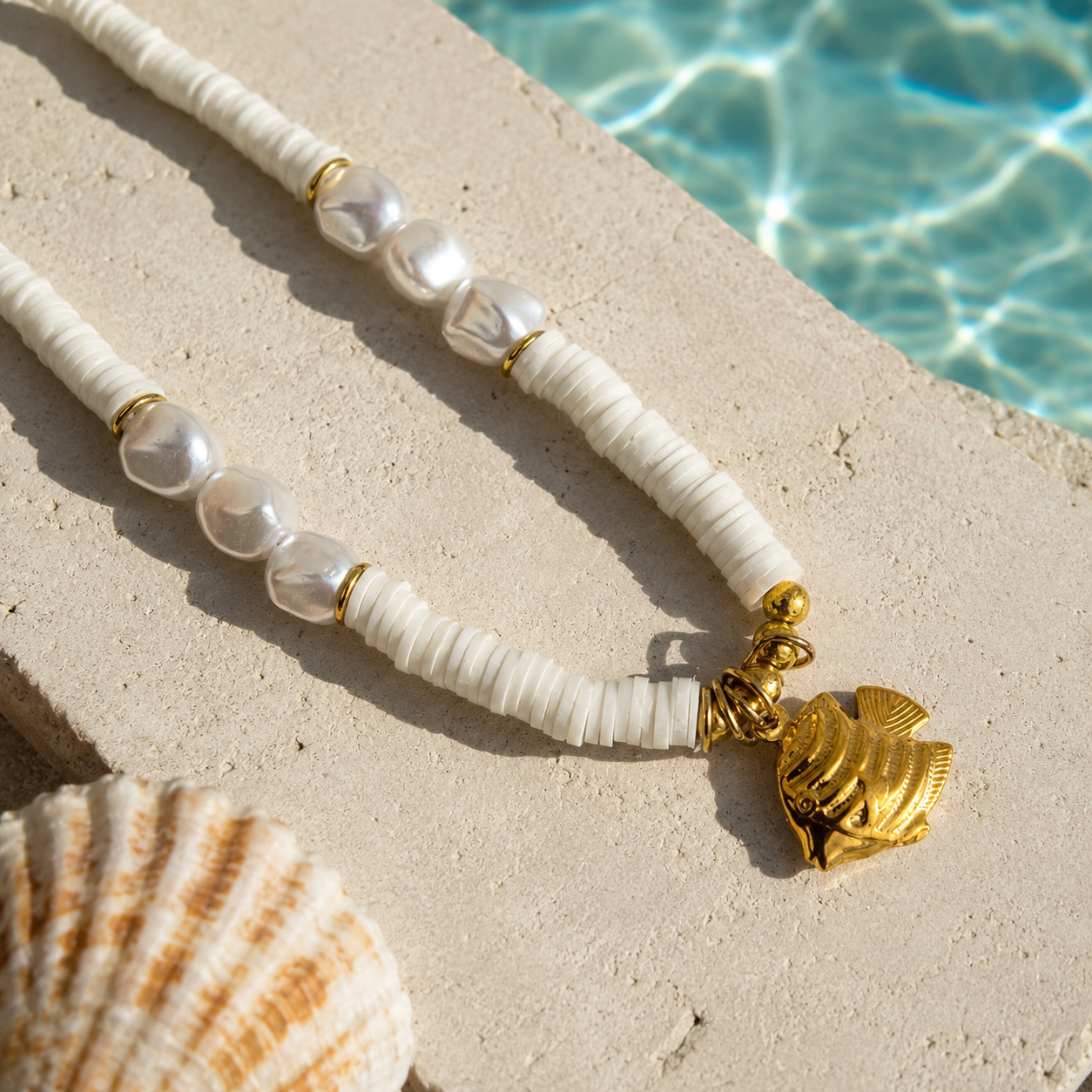 Natural Shell &amp; Beaded Choker