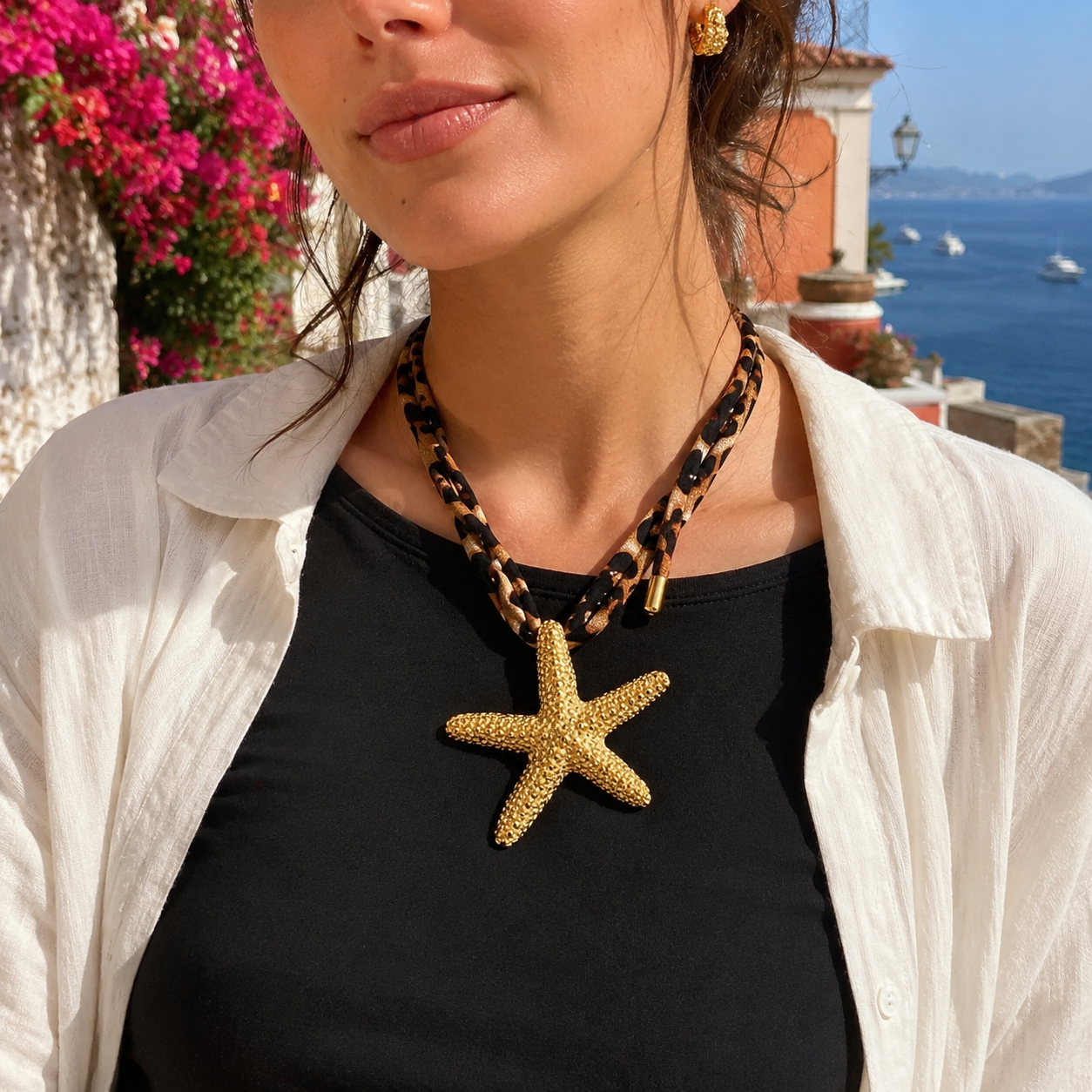 Leopard Starfish Statement Necklace