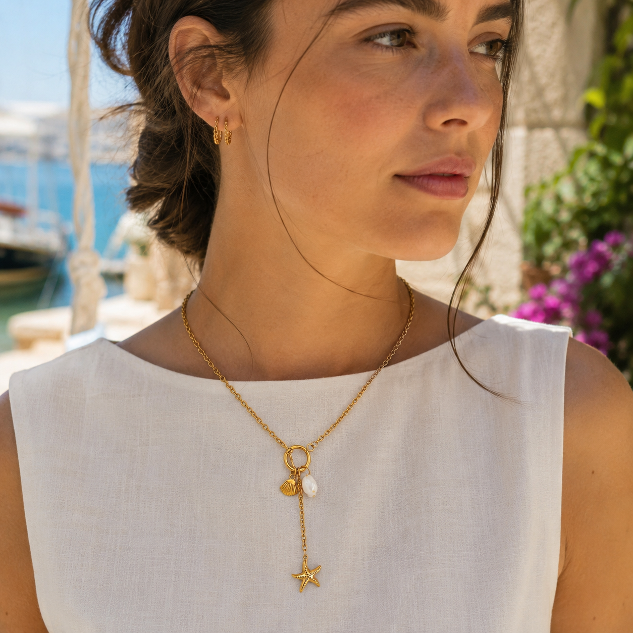 Ocean Charm Drop Necklace