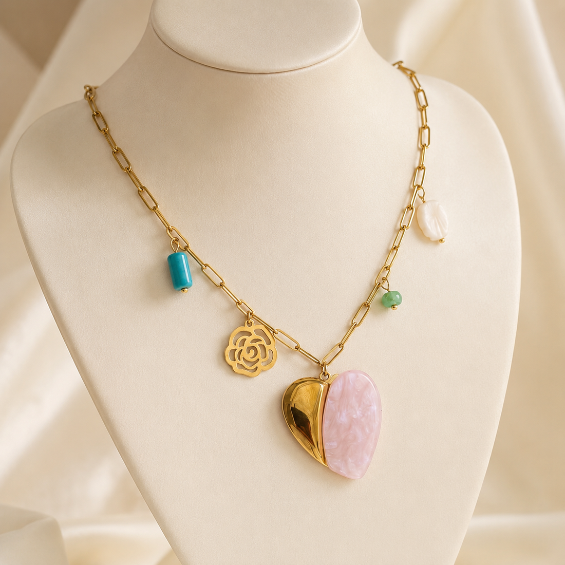 Pink Heart Charm Necklace