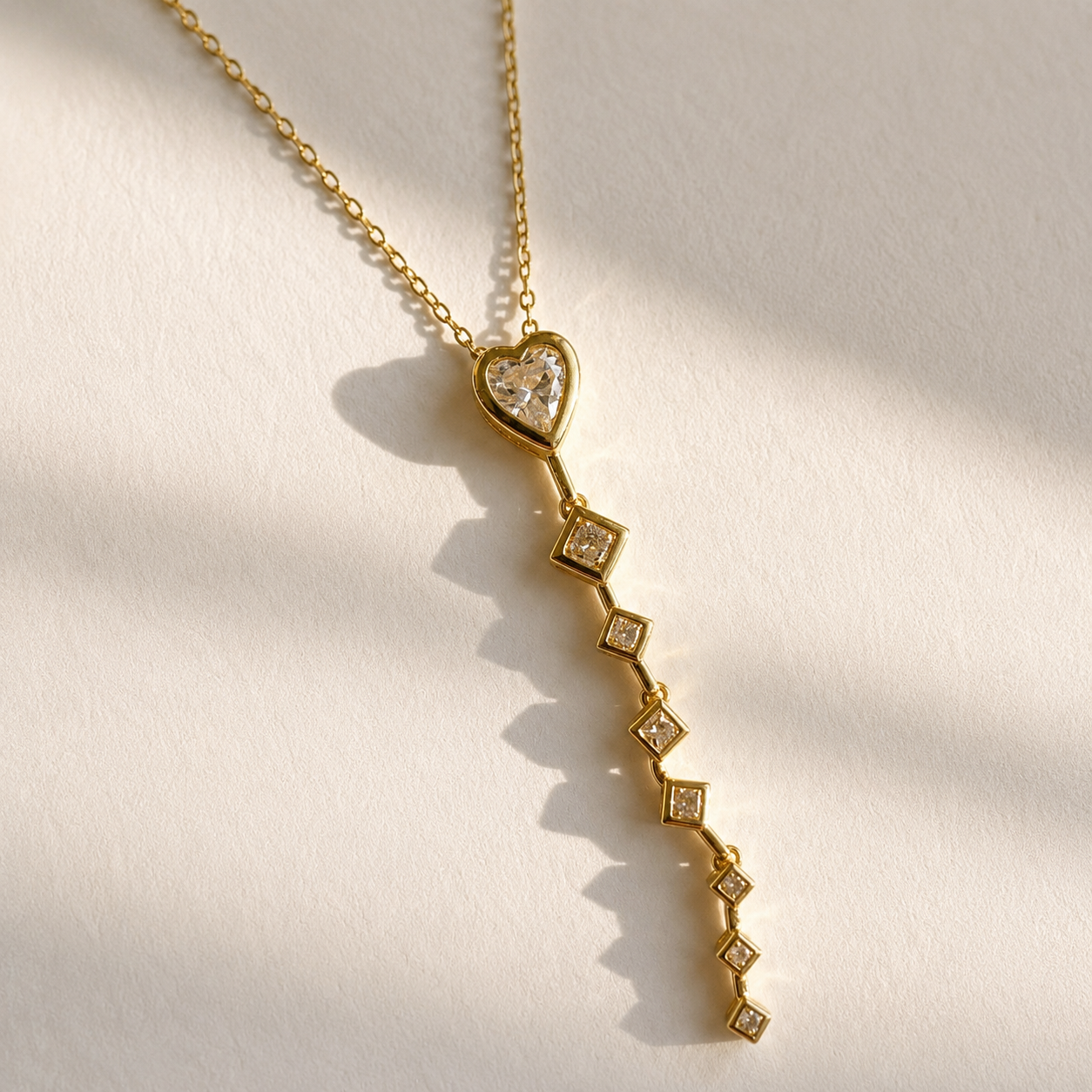 White Heart Drop Necklace
