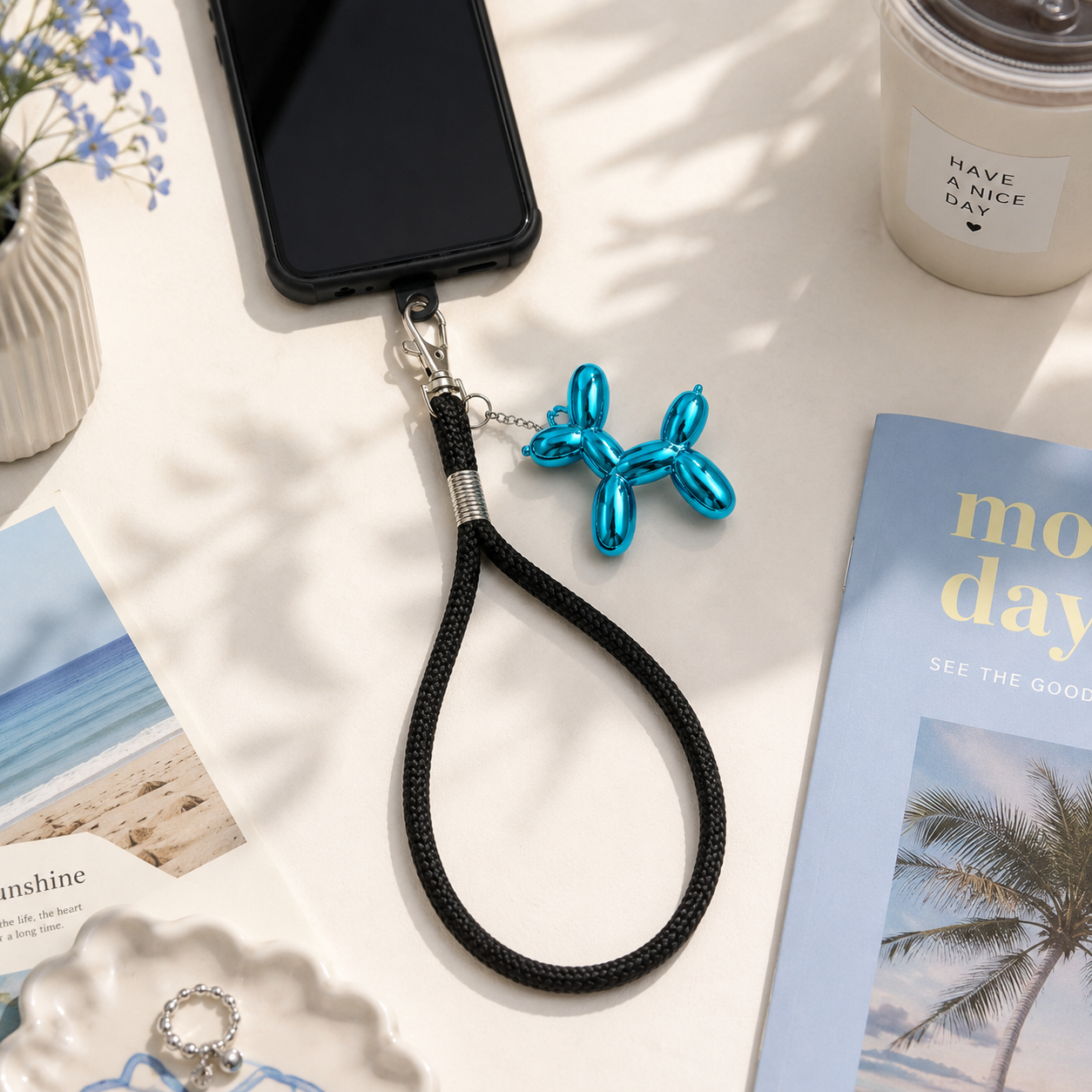 Black Woven Mobile Strap
