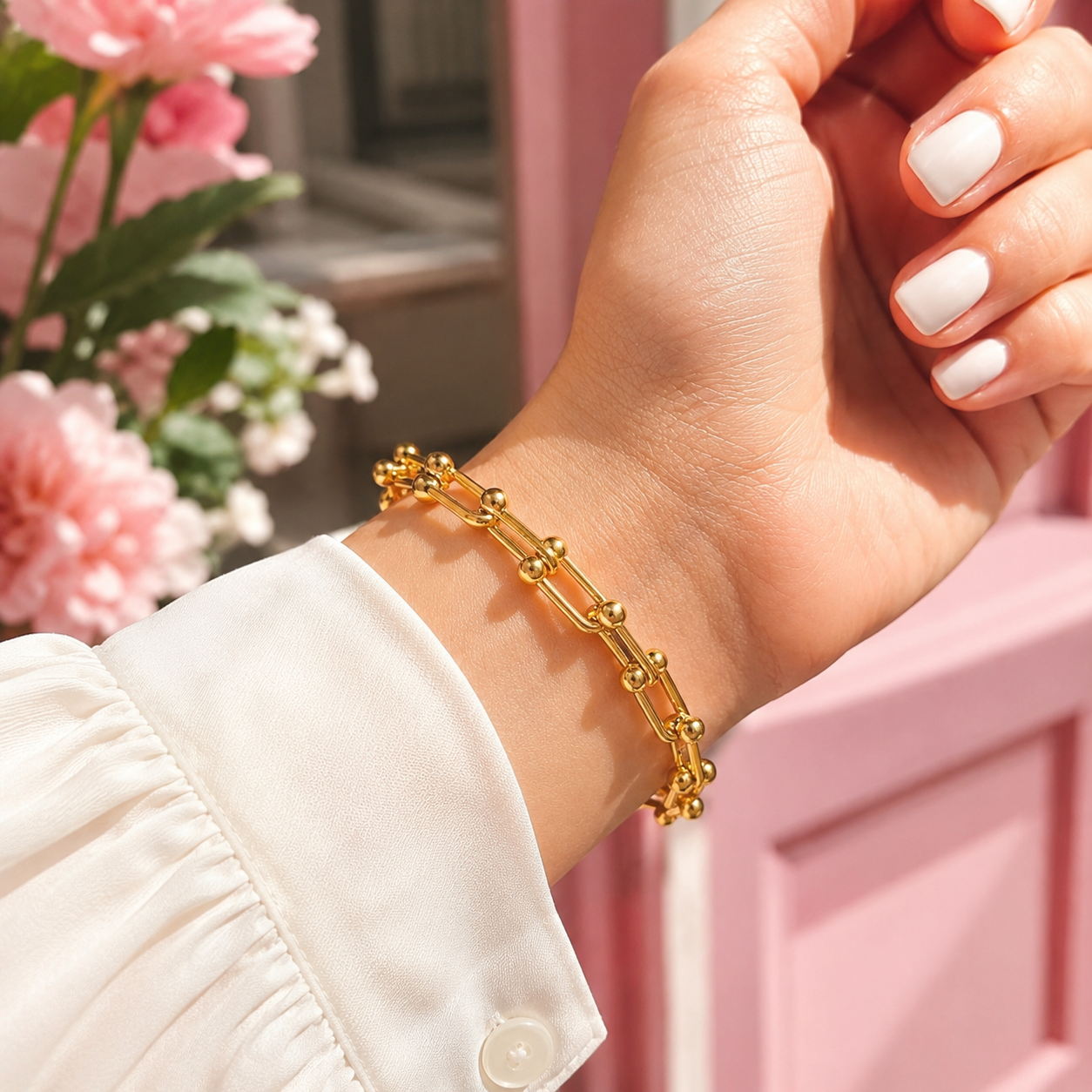 Gold Bar Link Bracelet