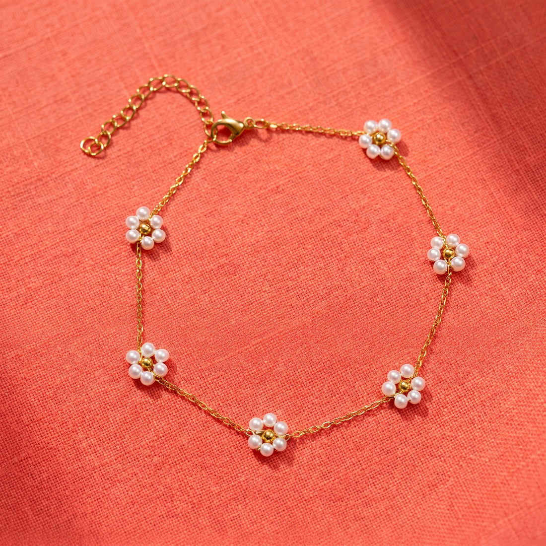 Stainless Steel Pearl Daisy Bracelet